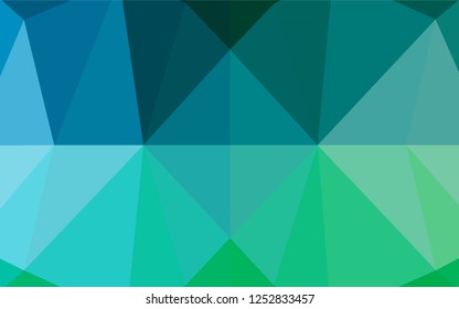 Light Blue, Green vector shining hexagonal background. Triangular geometric sample with gradient.  The template can be used as a background for cell phones.