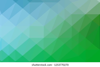 Light Blue, Green vector shining triangular pattern. Geometric illustration in Origami style with gradient. Polygonal design for your web site.