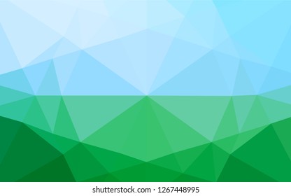 Light Blue, Green vector shining hexagonal template. Creative illustration in halftone style with gradient. The template can be used as a background for cell phones.