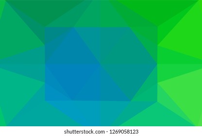 Light Blue, Green vector shining hexagonal template. Triangular geometric sample with gradient.  The polygonal design can be used for your web site.