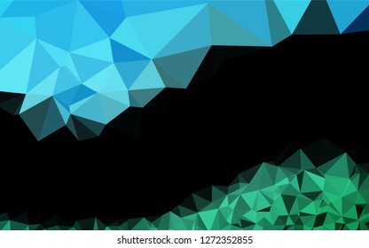 Light Blue, Green vector shining hexagonal template. Geometric illustration in Origami style with gradient.  The template can be used as a background for cell phones.