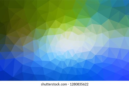 Light Blue, Green vector shining triangular cover. Creative illustration in halftone style with triangles. Brand new design for your business.