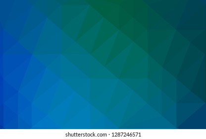 Light Blue, Green vector shining triangular background. Geometric illustration in Origami style with gradient. Template for your brand book.