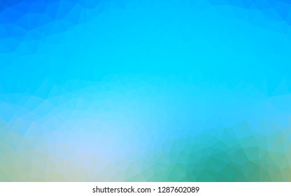 Light Blue, Green vector shining triangular template. Triangular geometric sample with gradient.  The best triangular design for your business.