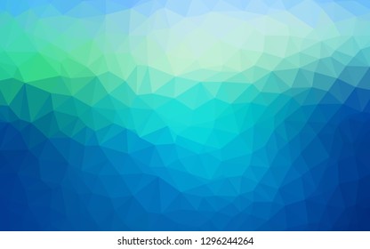 Light Blue, Green vector shining triangular backdrop. Creative geometric illustration in Origami style with gradient. Textured pattern for your backgrounds.