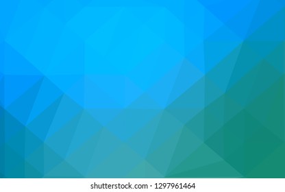 Light Blue, Green vector shining triangular pattern. Glitter abstract illustration with an elegant design. Completely new design for your business.