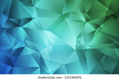 Light Blue, Green vector shining triangular backdrop. Shining colorful illustration with triangles. New template for your brand book.