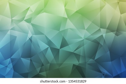 Light Blue, Green vector shining triangular background. Elegant bright polygonal illustration with gradient. Triangular pattern for your design.