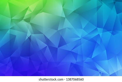 Light Blue, Green vector shining triangular background. Creative geometric illustration in Origami style with gradient. A new texture for your web site.