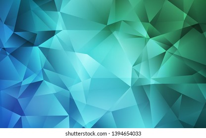 Light Blue, Green vector shining triangular background. Polygonal abstract illustration with gradient. Textured pattern for your backgrounds.