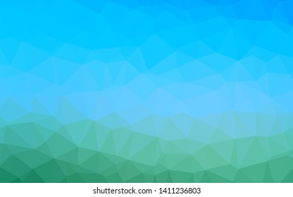 Light Blue, Green vector shining triangular template. Shining illustration, which consist of triangles. Completely new template for your business design.