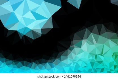 Light Blue, Green vector shining triangular pattern. Creative illustration in halftone style with gradient. Template for a cell phone background.