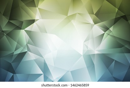 Light Blue, Green vector shining triangular background. Elegant bright polygonal illustration with gradient. Triangular pattern for your design.