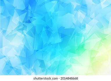 Azul claro, Verde vectorial brillante fondo triangular. Ilustración colorida de estilo poligonal con gradiente. Plantilla para el fondo del teléfono móvil.