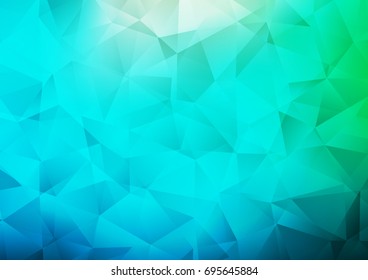 Light Blue, Green vector shining triangular pattern. Creative illustration in halftone style with gradient. A completely new design for your business.
