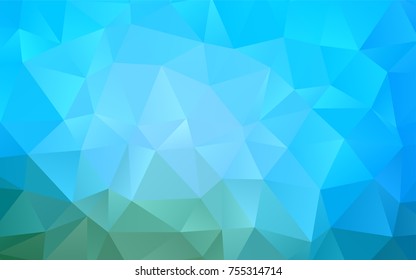 Light Blue, Green vector shining triangular pattern. Modern geometrical abstract illustration with gradient. The template can be used as a background for cell phones.