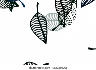 Light Blue, Green vector sketch backdrop. Pattern with gradient colorful leaves in natural style. Hand painted design for wrapping, wallpaper.
