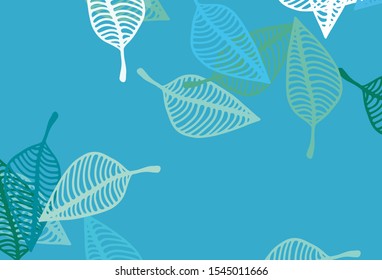 Light Blue, Green vector sketch backdrop. Smart decorative design in natural style with leaves. Completely new design for your business.