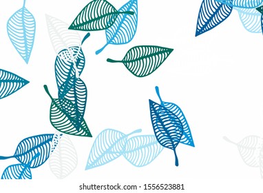 Light Blue, Green vector sketch cover. Creative illustration in simple style with leaves. The textured pattern for website.