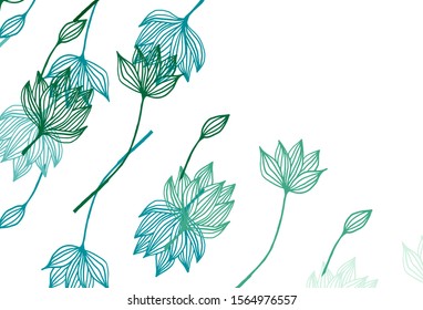 Light Blue, Green vector sketch template. Colorful illustration in doodle style with leaves. Pattern for wallpapers and coloring books.