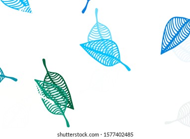 Light Blue, Green vector sketch template. Glitter abstract illustration with leaves. Pattern for coloring books and pages for kids.