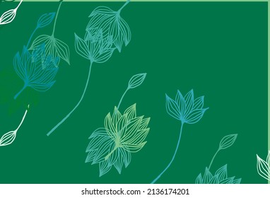 Light Blue, Green vector sketch template. Colorful illustration in doodle style with leaves. Pattern for wallpapers and coloring books.