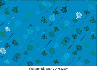 Light Blue, Green vector sketch layout. Sketchy doodles with colorful gradient leaves. The template for background of cell phones.