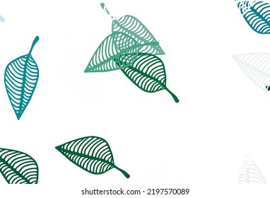 Light Blue, Green vector sketch template. Colorful illustration in doodle style with leaves. Pattern for heads of websites and designs.