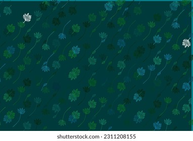 Light Blue, Green vector sketch background. Sketchy doodles with colorful gradient leaves. New template for your brand book.