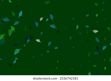Light Blue, Green vector sketch pattern. Pattern with gradient colorful leaves in natural style. Pattern for wallpapers and coloring books.