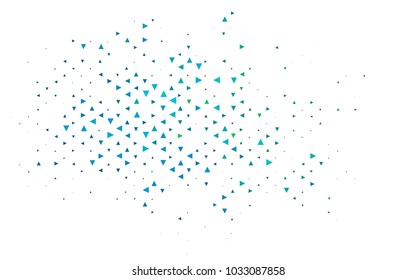 Light Blue, Green vector of small triangles on white background. Illustration of abstract texture of triangles. Pattern design for banner, poster, cover.