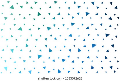 Light Blue, Green vector of small triangles on white background. Illustration of abstract texture of triangles. Pattern design for banner, poster, cover.