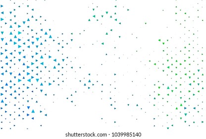 Light Blue, Green vector of small triangles on white background. Illustration of abstract texture of triangles. Pattern design for banner, poster, cover.