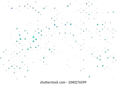 Light Blue, Green vector of small triangles on white background. Illustration of abstract texture of triangles. Pattern design for banner, poster, cover.