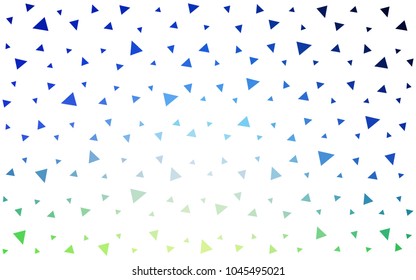 Light Blue, Green vector of small triangles on white background. Illustration of abstract texture of triangles. Pattern design for banner, poster, cover.
