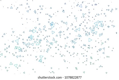Light Blue, Green vector of small triangles on white background. Illustration of abstract texture of triangles. Pattern design for banner, poster, cover.