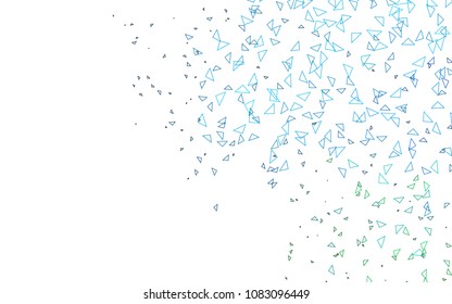 Light Blue, Green vector of small triangles on white background. Illustration of abstract texture of triangles. Pattern design for banner, poster, cover.