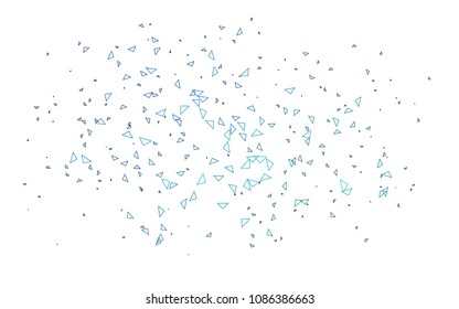 Light Blue, Green vector of small triangles on white background. Illustration of abstract texture of triangles. Pattern design for banner, poster, cover.