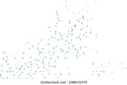 Light Blue, Green vector of small triangles on white background. Illustration of abstract texture of triangles. Pattern design for banner, poster, cover.