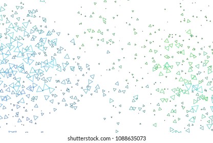 Light Blue, Green vector of small triangles on white background. Illustration of abstract texture of triangles. Pattern design for banner, poster, cover.