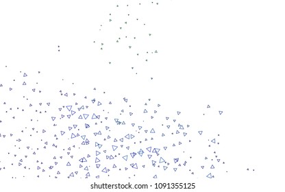Light Blue, Green vector of small triangles on white background. Illustration of abstract texture of triangles. Pattern design for banner, poster, cover.