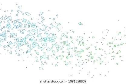 Light Blue, Green vector of small triangles on white background. Illustration of abstract texture of triangles. Pattern design for banner, poster, cover.