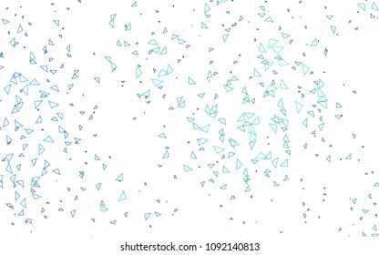 Light Blue, Green vector of small triangles on white background. Illustration of abstract texture of triangles. Pattern design for banner, poster, cover.