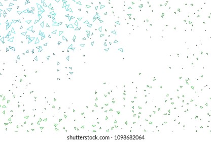 Light Blue, Green vector of small triangles on white background. Illustration of abstract texture of triangles. Pattern design for banner, poster, cover.