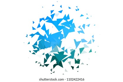 Light Blue, Green vector of small triangles on white background. Illustration of abstract texture of triangles. Pattern design for banner, poster, cover.
