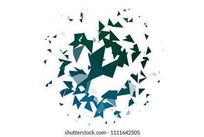 Light Blue, Green vector of small triangles on white background. Illustration of abstract texture of triangles. Pattern design for banner, poster, cover.