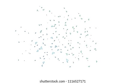 Light Blue, Green vector of small triangles on white background. Illustration of abstract texture of triangles. Pattern design for banner, poster, cover.