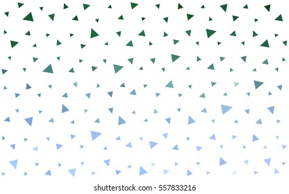 Light Blue Green vector of small triangles on white background. Illustration of abstract texture of triangles. Pattern design for banner, poster, cover.