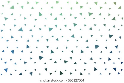 Light Blue Green vector of small triangles on white background. Illustration of abstract texture of triangles. Pattern design for banner, poster, cover.