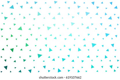Light Blue, Green vector of small triangles on white background. Illustration of abstract texture of triangles. Pattern design for banner, poster, cover.